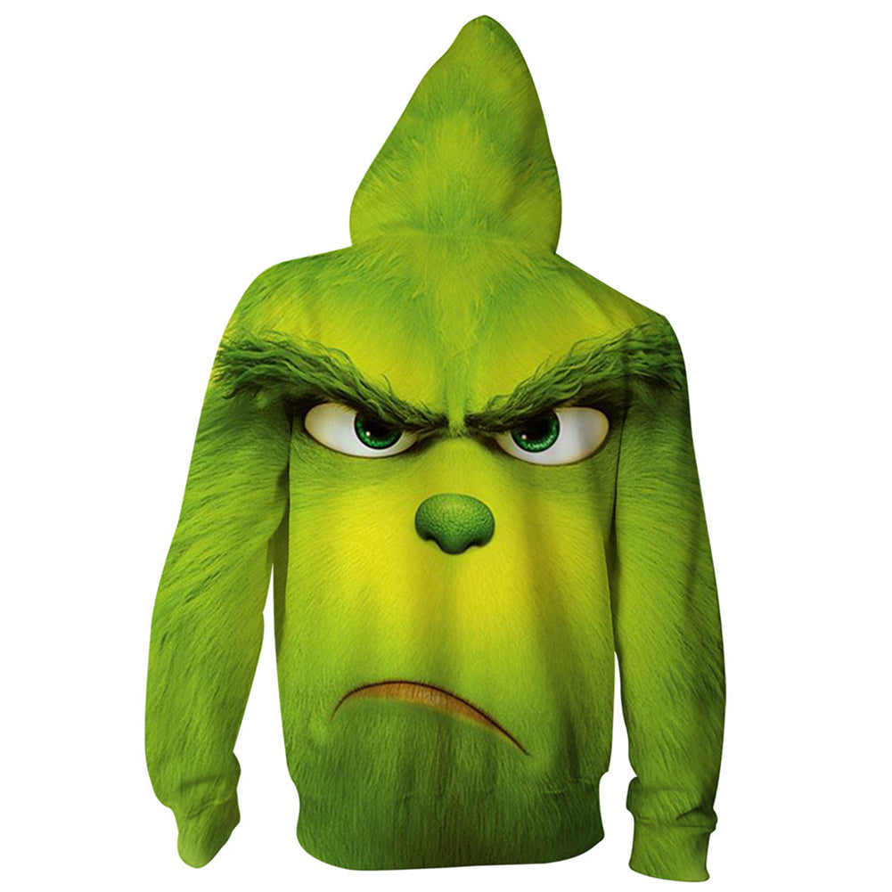 Grinch Zip Up Hoodie The Grinch Sweatshirt Grinch Sweatshirt cosplaysos