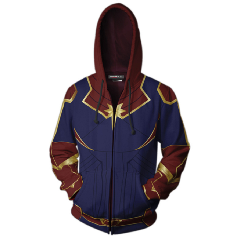 Captain Marvel Hoodie Carol Danvers Hoodie Zip Up Hoodie cosplaysos